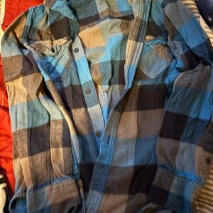 Tony Hawk Blue, Black and Brown Plaid Button-Down Shirt